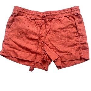Ann Taylor LOFT 100% Linen Shorts Drawstring Tassel Waist Size S Light Sienna